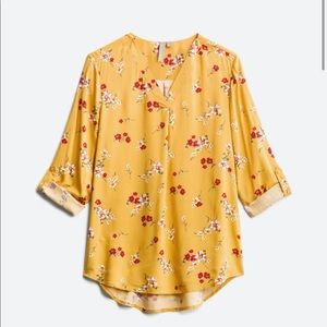 NWT mustard with flower design, blouse